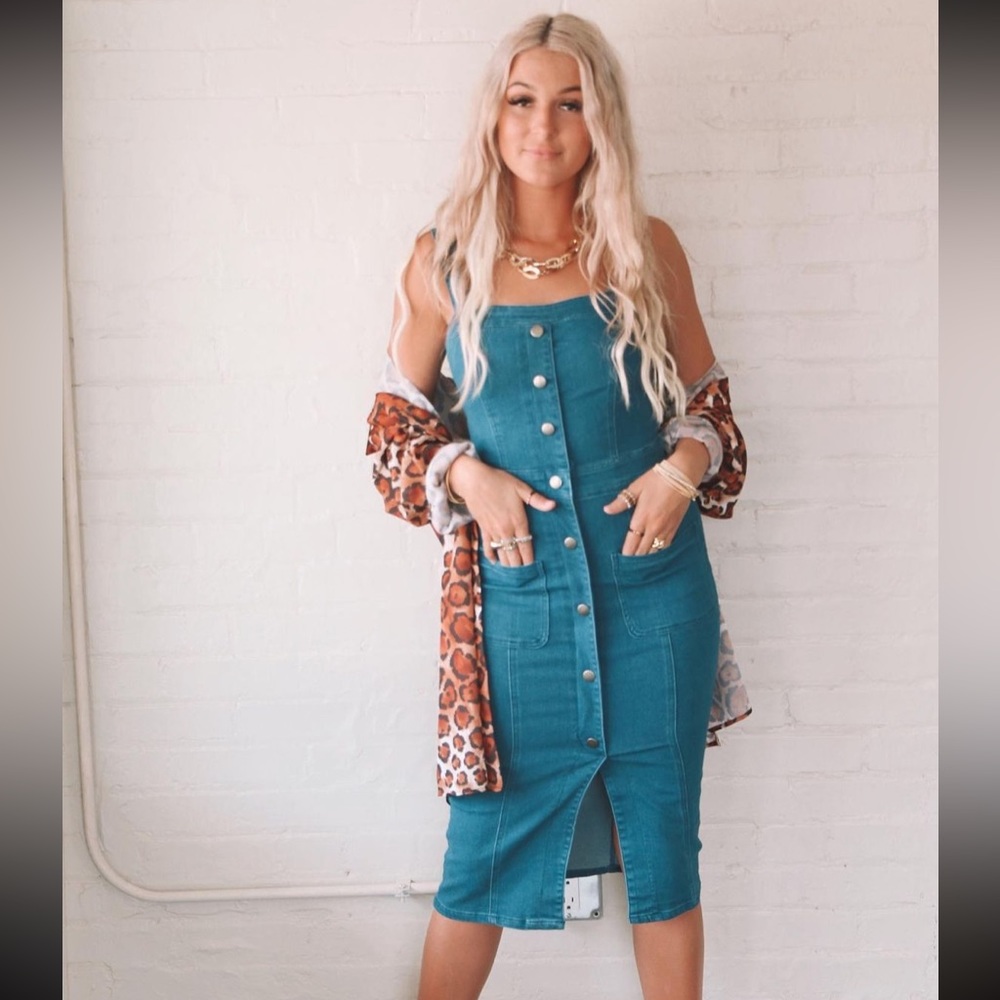 Vici denim midi button up dress